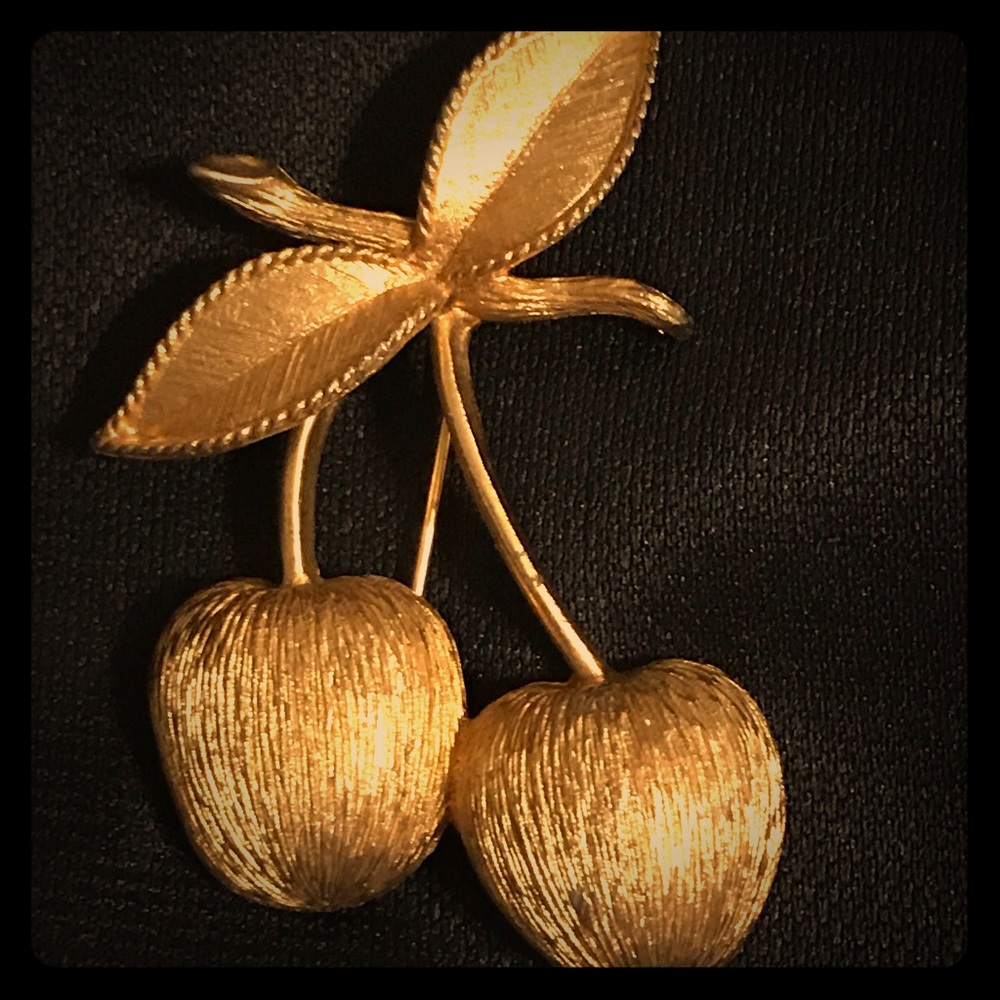 Vintage Signed Sarah Cov Cherry Brooch